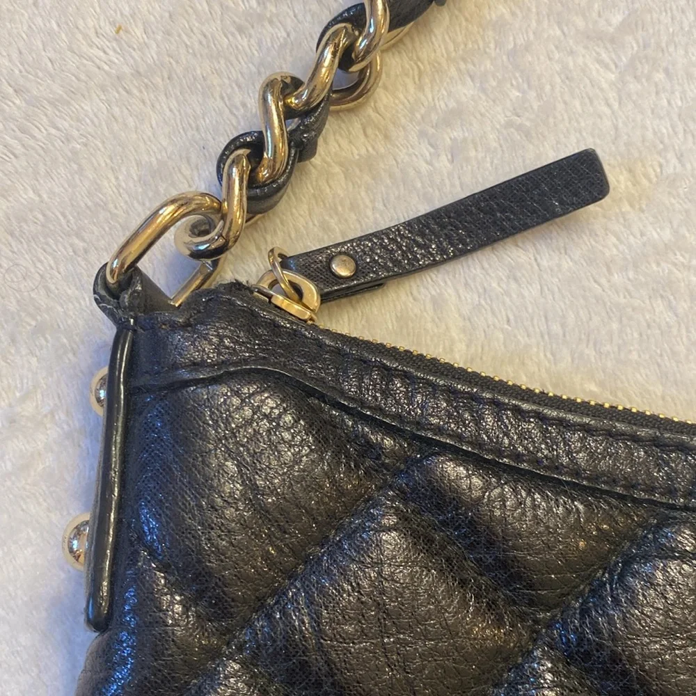 Kate Spade Gold Coast Serena black sparkly patent leather quilted hobo bag